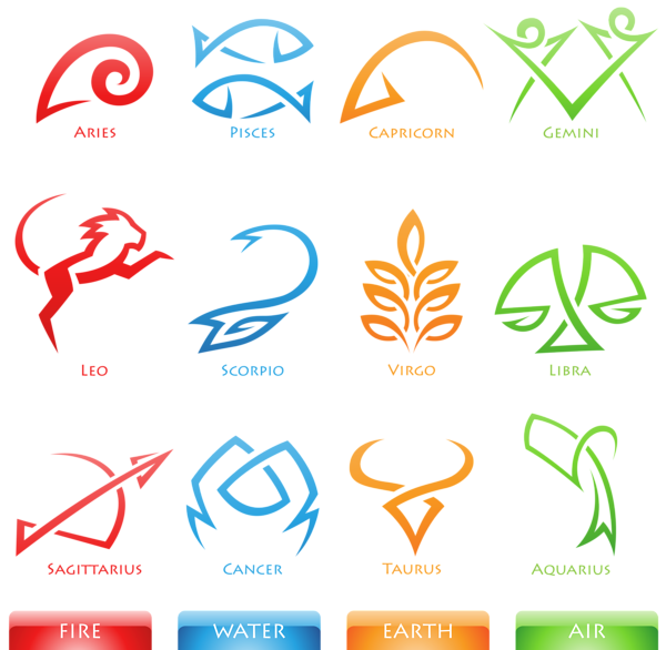 This png image - Colourful Zodiac Signs Set Large PNG Clipart Image, is available for free download