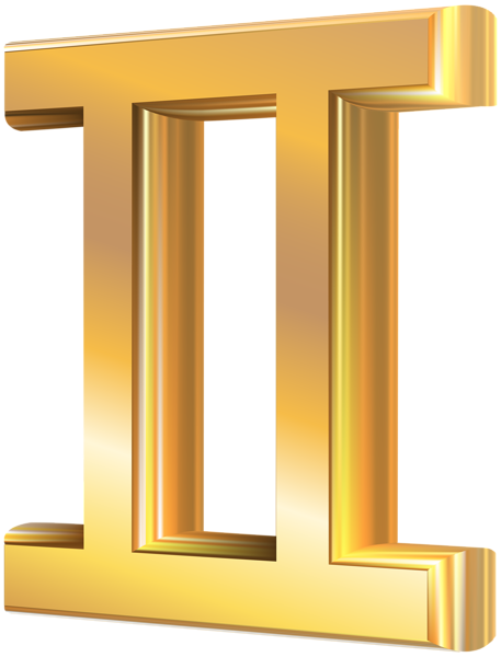 This png image - Gemini 3D Gold Zodiac Sign PNG Clip Art Image, is available for free download