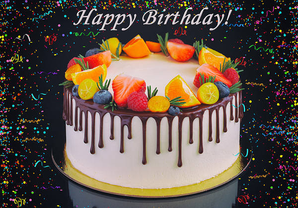 This jpeg image - Happy Birthday Card with Cake, is available for free download