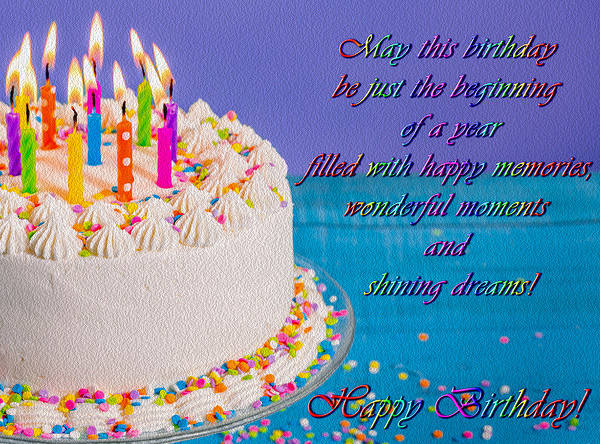 This jpeg image - Happy Birthday Card with Cake and Candles, is available for free download