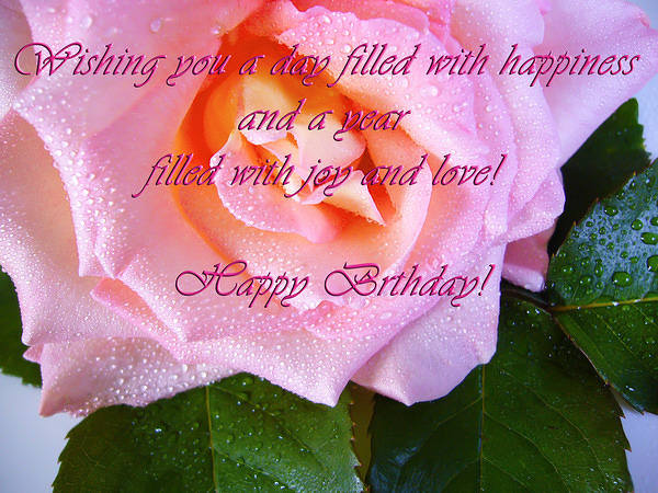 This jpeg image - Happy Birthday Card with Pink Rose, is available for free download