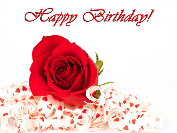 This jpeg image - Happy Birthday Card with Red Rose, is available for free download
