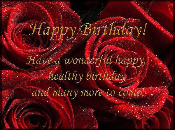 This jpeg image - Happy Birthday Card with Red Roses, is available for free download