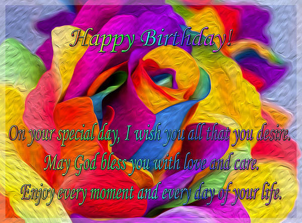 This jpeg image - Happy Birthday Colorful Rose Card, is available for free download