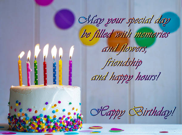 This jpeg image - Happy Birthday Greeting Card and Cake, is available for free download