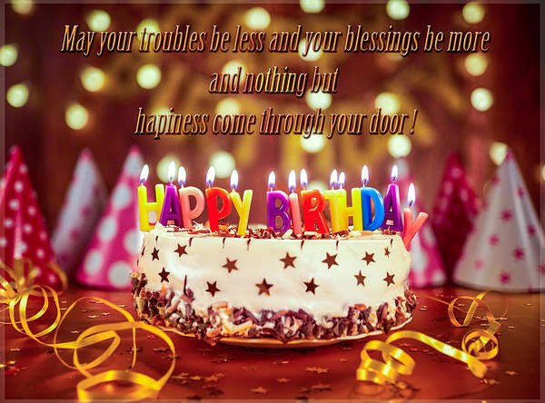 This jpeg image - Happy Birthday Greeting Card with Birthday Cake, is available for free download