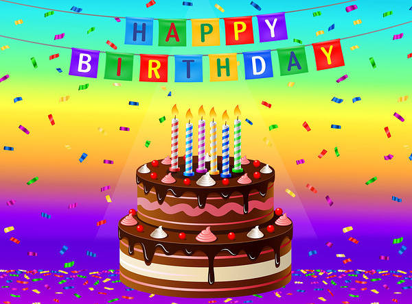This jpeg image - Happy Birthday Greeting Card with Cake, is available for free download