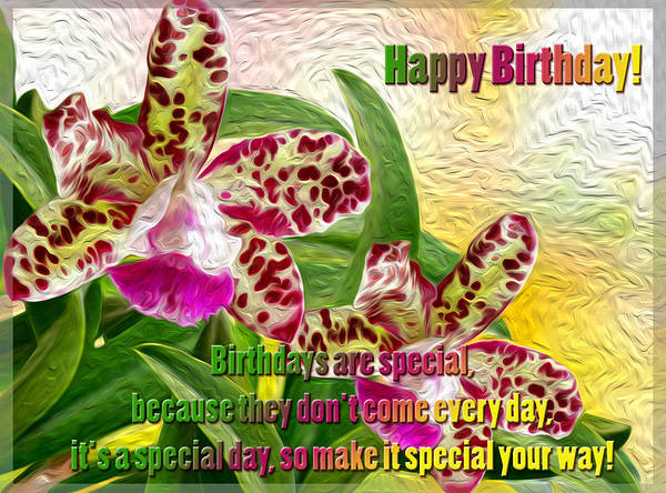 This jpeg image - Happy Birthday Orchid Card, is available for free download