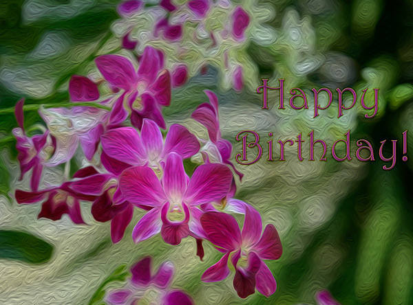 This jpeg image - Happy Birthday Orchids Greeting Card, is available for free download