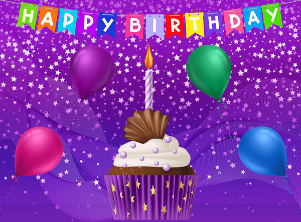 This jpeg image - Happy Birthday Purple Card, is available for free download
