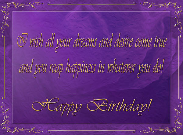 This jpeg image - Happy Birthday Purple Greeting Card, is available for free download