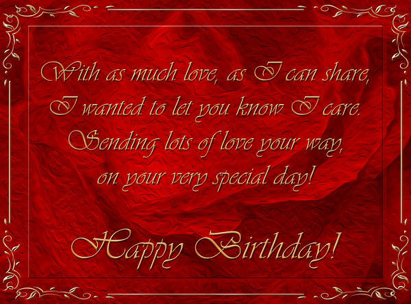 This jpeg image - Happy Birthday Red Greeting Card, is available for free download