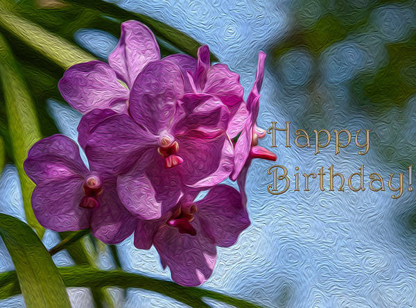 This jpeg image - Happy Birthday with Orchids, is available for free download
