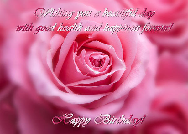This jpeg image - Pink Rose Happy Birthday Card, is available for free download