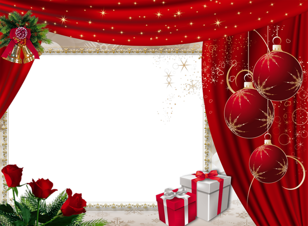 This png image - Beautiful Red Christmas PNG Photo Frame with Roses, is available for free download