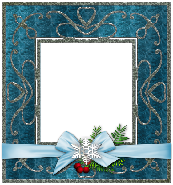 This png image - Blue Transparent Christmas Photo Frame, is available for free download