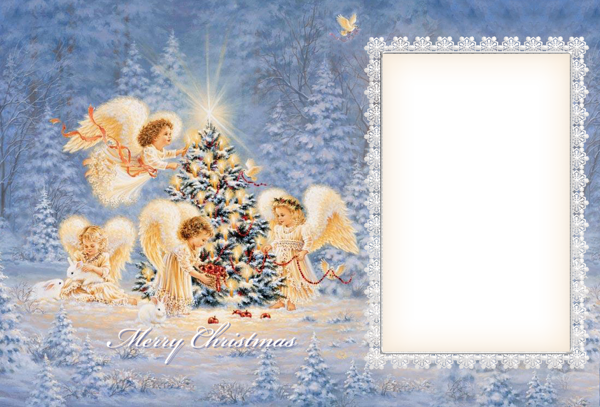 This png image - Christmas Angels Photo Frame, is available for free download