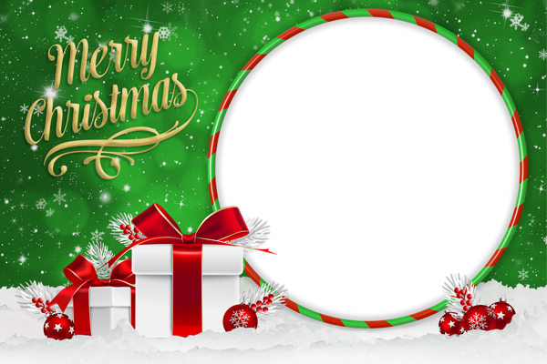 This png image - Christmas Green Photo Frame with Christmas Gifts, is available for free download
