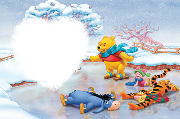 This png image - Christmas Kids Photo Frame with Winnie the Pooh, is available for free download