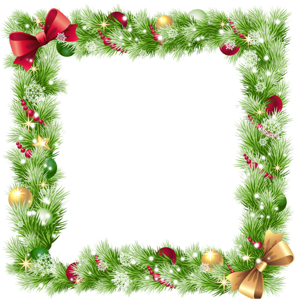 This png image - Christmas PNG Frame with Ornaments and Snowflakes, is available for free download