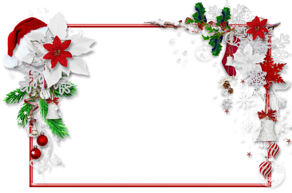 This png image - Christmas PNG Photo Frame with Santa Hat and Mistletoe, is available for free download