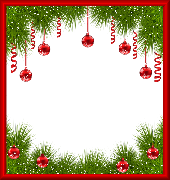 This png image - Christmas PNG Transparent Frame with Red Ornaments, is available for free download