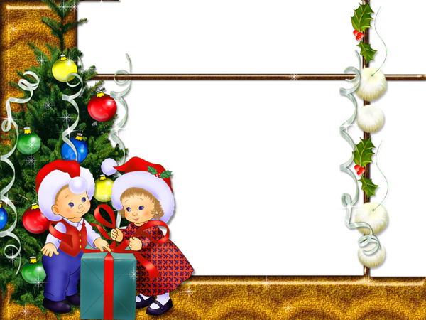 This png image - Christmas Photo Frame with Kids, is available for free download