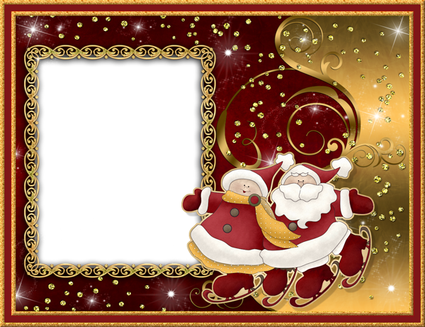 This png image - Christmas Red and Gold PNG Photo Frame, is available for free download