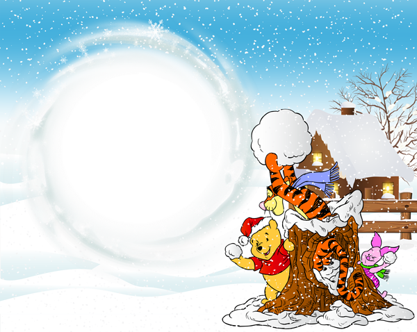 This png image - Christmas Transparent Frame with Winnie the Pooh, is available for free download