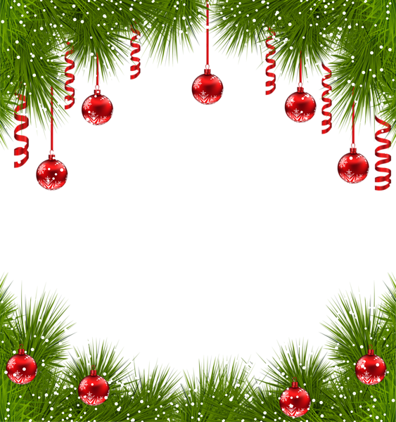 This png image - Christmas Transparent PNG Frame with Red Ornaments, is available for free download