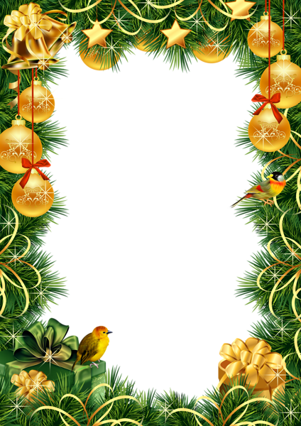 This png image - Christmas Transparent PNG Photo Frame with Gold Christmas Balls, is available for free download