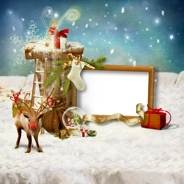 This png image - Christmas Transparent PNG Photo Frame with Reindeer, is available for free download