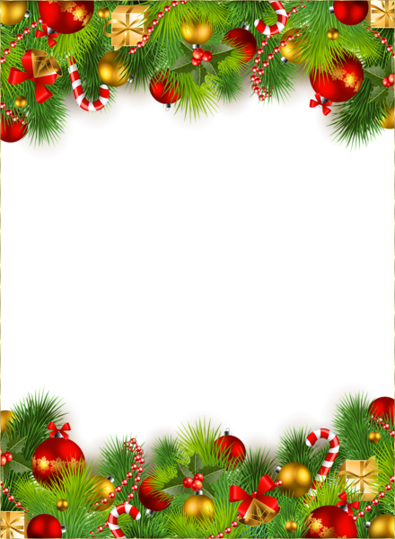 This png image - Cute Christmas PNG Photo Frame with Christmas Ornaments, is available for free download