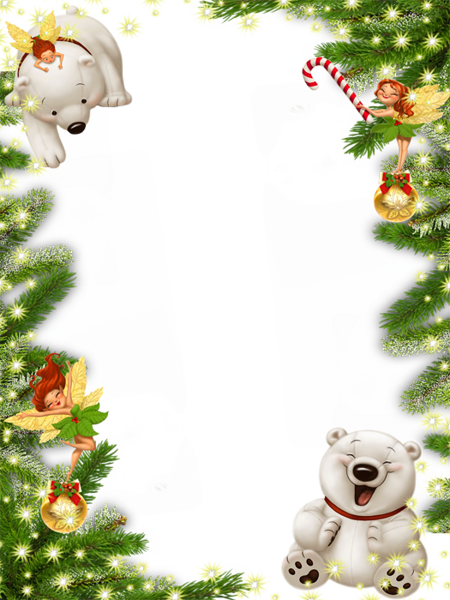 This png image - Cute Transparent Christmas Photo Frame with White Bear, is available for free download