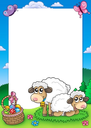 This jpeg image - Easter-frame-with-sheep, is available for free download