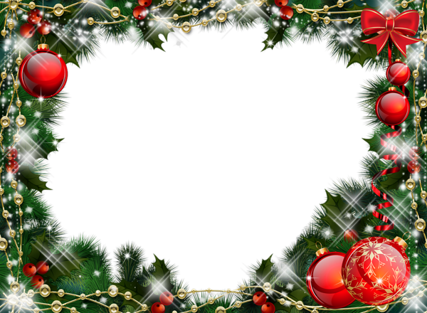 This png image - Green Transparent Christmas Photo Frame with Red Ornaments, is available for free download