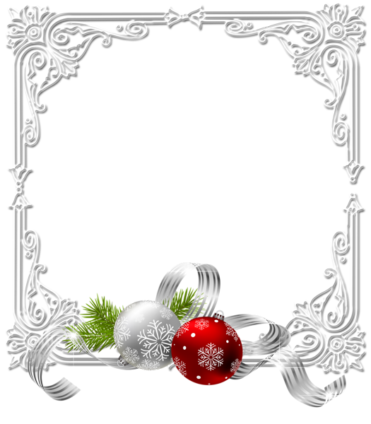 This png image - Large Christmas Transparent White Photo Frame with Christmas Bells, is available for free download