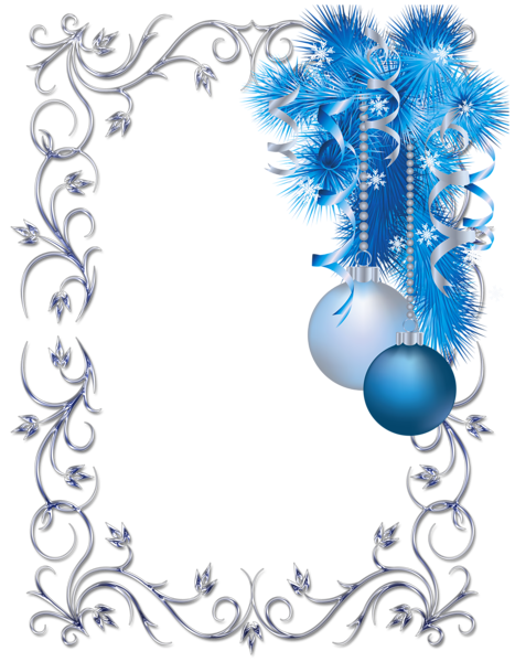 This png image - Large Transparent Christmas Blue and White Photo Frame, is available for free download