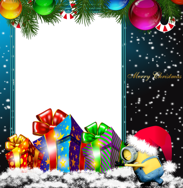 This png image - Merry Christmas PNG Minion Photo Frame, is available for free download