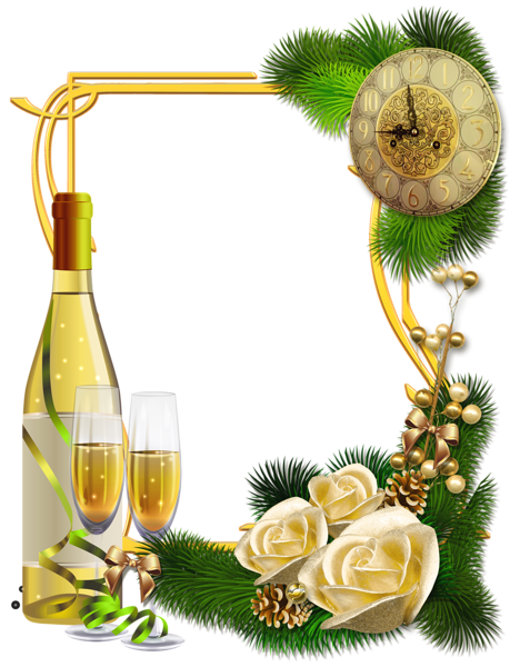 This png image - New Year PNG Photo Frame with Champagne, is available for free download