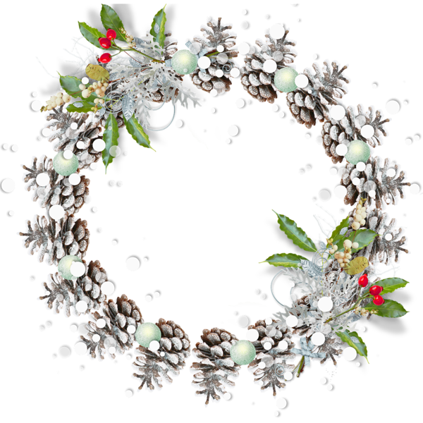 This png image - Round Snowy Pine Cone Transparent PNG Christmas Photo Frame, is available for free download