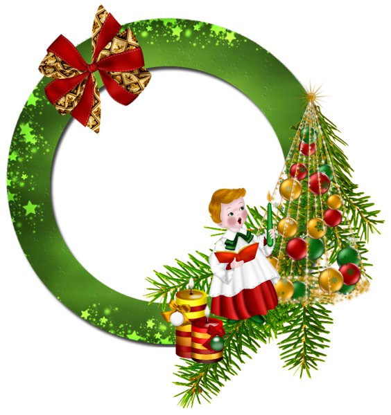 This png image - Round Transparent Green PNG Christmas Photo Frame, is available for free download