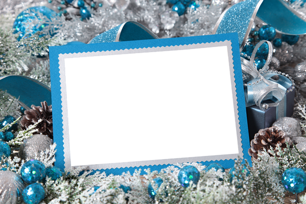 This png image - Silver and Blue Christmas Transparent PNG Photo Frame, is available for free download