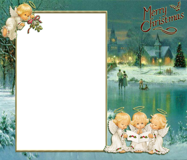 This png image - Transparent Angels Christmas Retro PNG Photo Frame, is available for free download