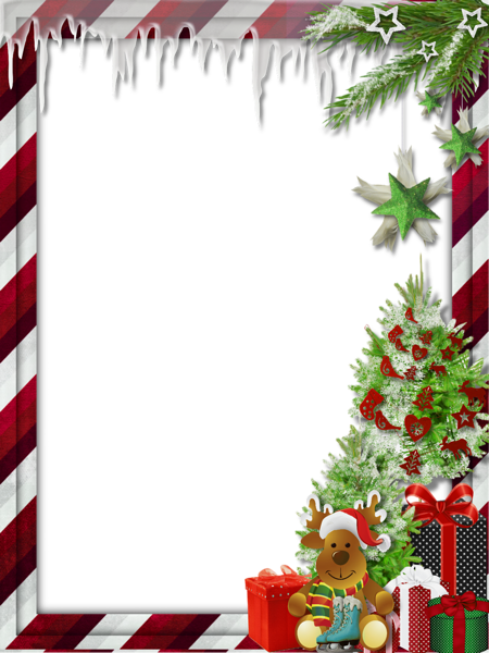This png image - Transparent Christmas Photo Frame with Cute Reindeer, is available for free download