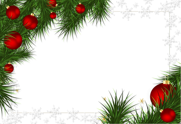 This png image - Transparent Christmas Photo Frame with Pine and Ornaments, is available for free download