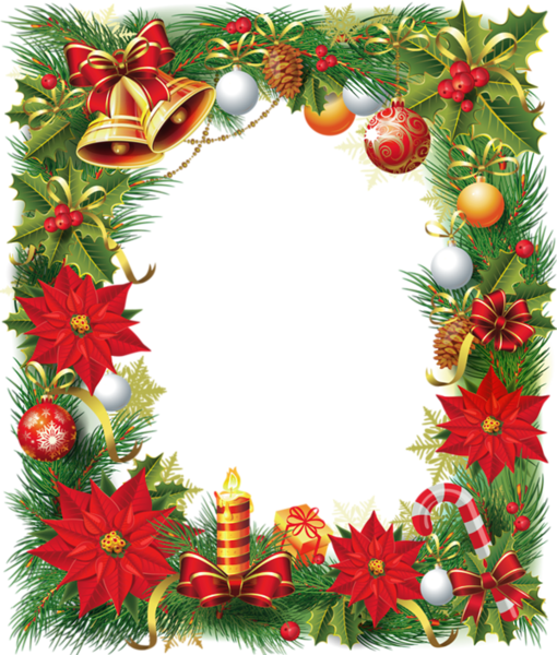 This png image - Transparent Christmas Photo Frame with Poinsettia, is available for free download