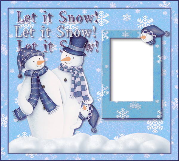 This png image - Transparent Christmas Photo Frame with Snowmans Let it Snow, is available for free download