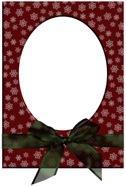 This png image - Transparent Christmas Red Photo Frame with Green Bow, is available for free download