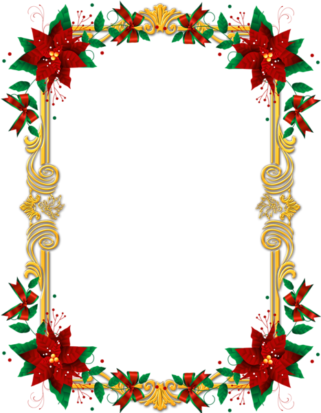 This png image - Transparent PNG Christmas Frame with Poinsettia, is available for free download
